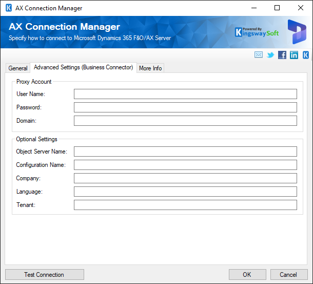 AX Connection Manager - Settings - Business Connector